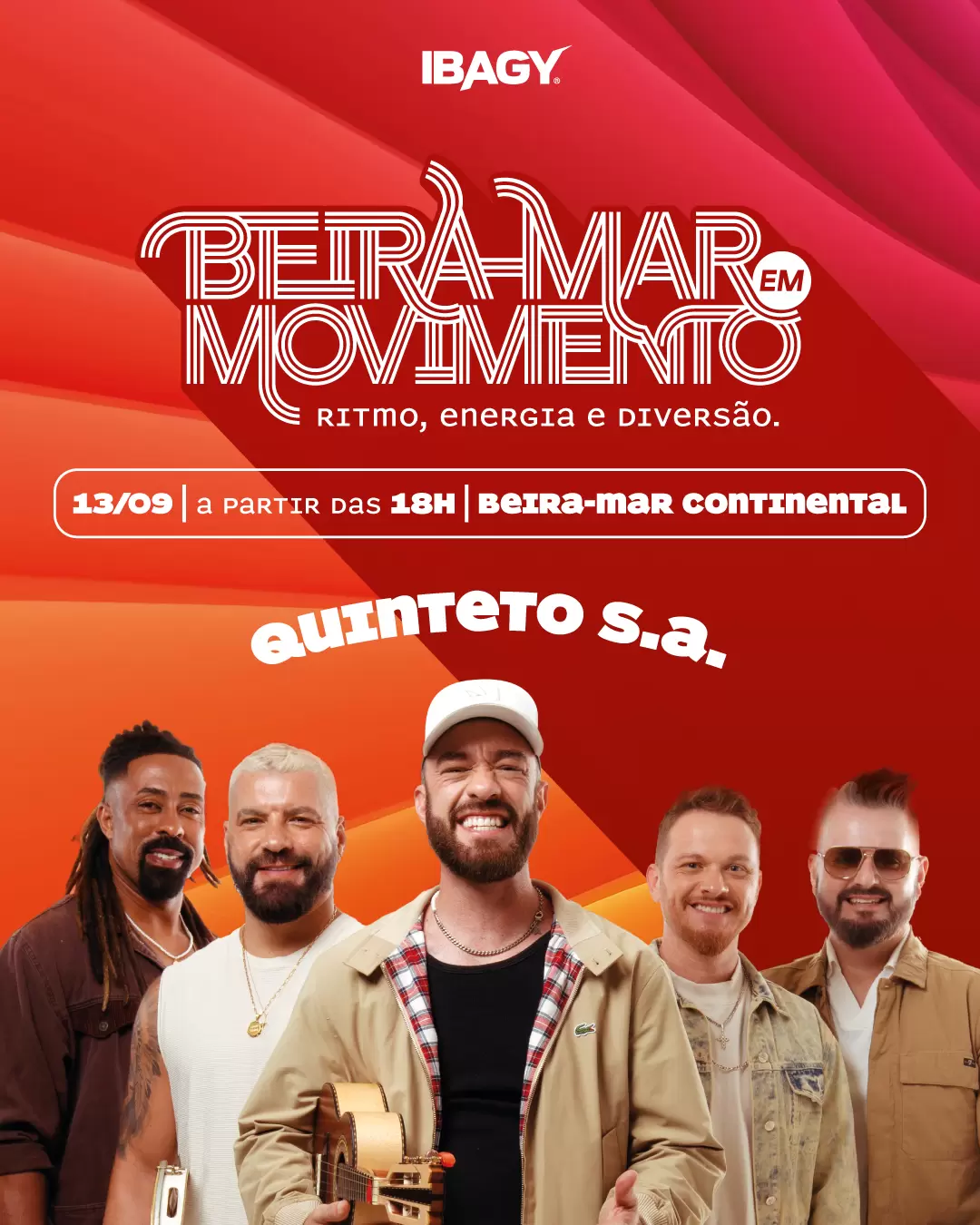 Agenda | É neste final de semana: 1ª edição do Beira-mar Em Movimento será realizada neste sábado (13) com show gratuito da banda Quinteto SA
