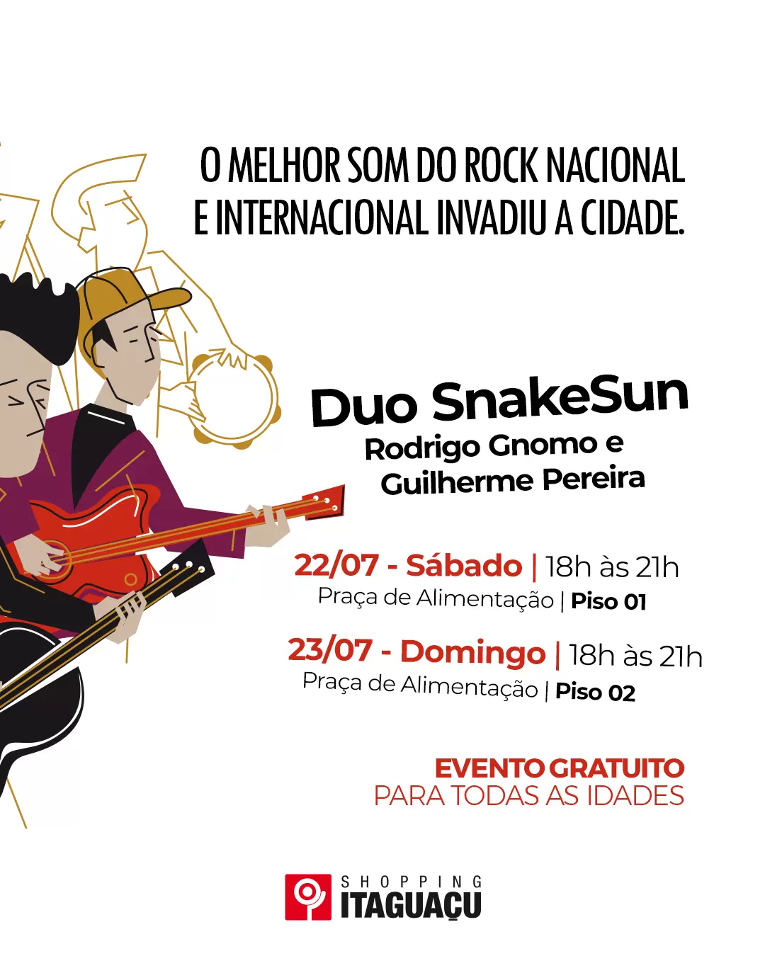 Shopping Itaguaçu promove shows de Rock’n’Roll com Snakesun Duo