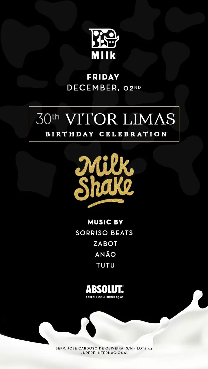 Vitor Limas comemora aniversário na Milk Club, no dia 02 de dezembro