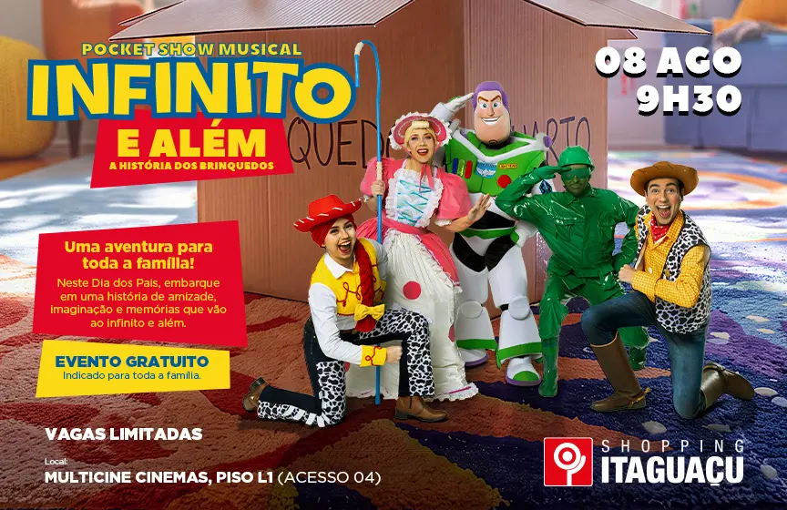 Shopping Itaguaçu celebra Dia dos Pais com espetáculo musical gratuito inspirado no universo dos brinquedos