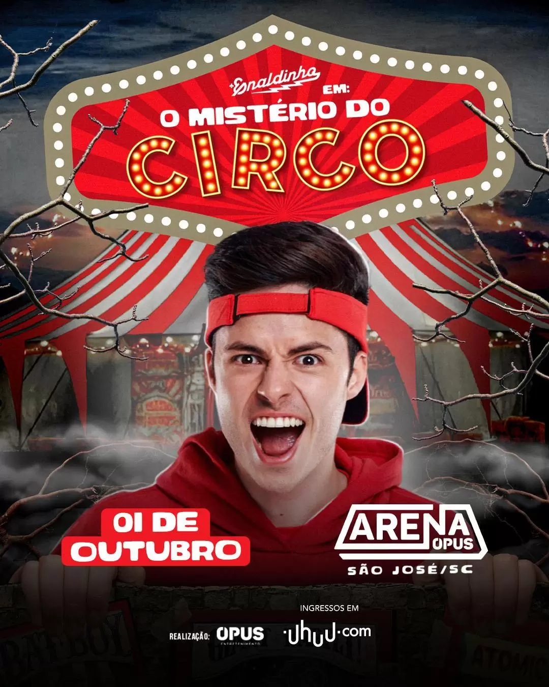 Youtuber Enaldinho apresenta ‘O mistério do Circo’ na Arena Opus