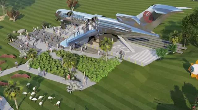 AVIÃO QUE SERÁ A NOVA PISTA DE DANÇA JET SET JÁ ESTÁ NO SURREAL PARK