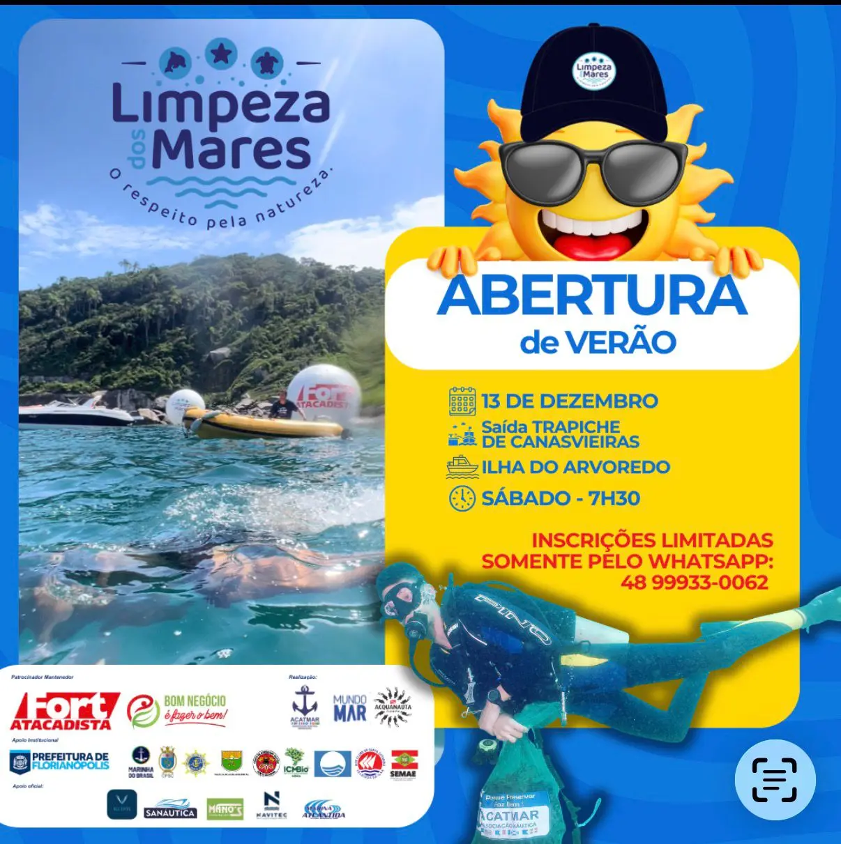 Fort Atacadista apoia última edição do Limpeza dos Mares em 2025, com operação subaquática na Ilha do Arvoredo