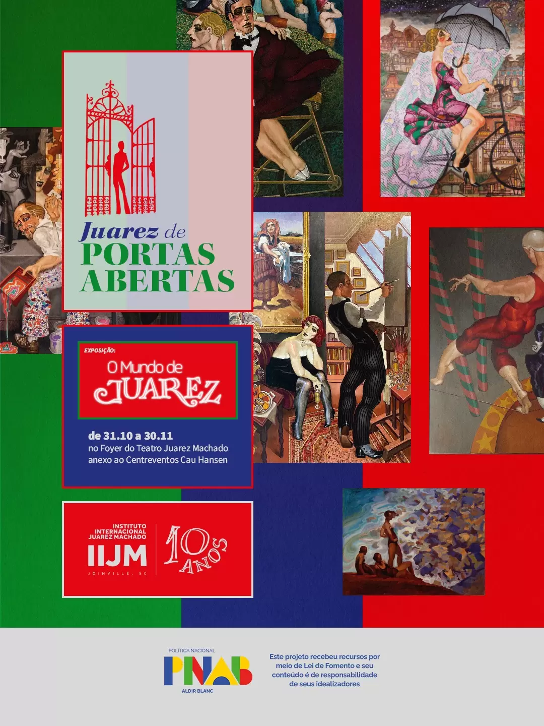 Foyer do Teatro Juarez Machado ganha exposição que celebra trajetória do artista joinvilense que dá nome ao espaço