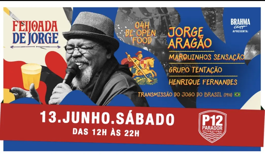 Feijoada de Jorge no P12 une samba, gastronomia e transmissão da estreia do Brasil na Copa