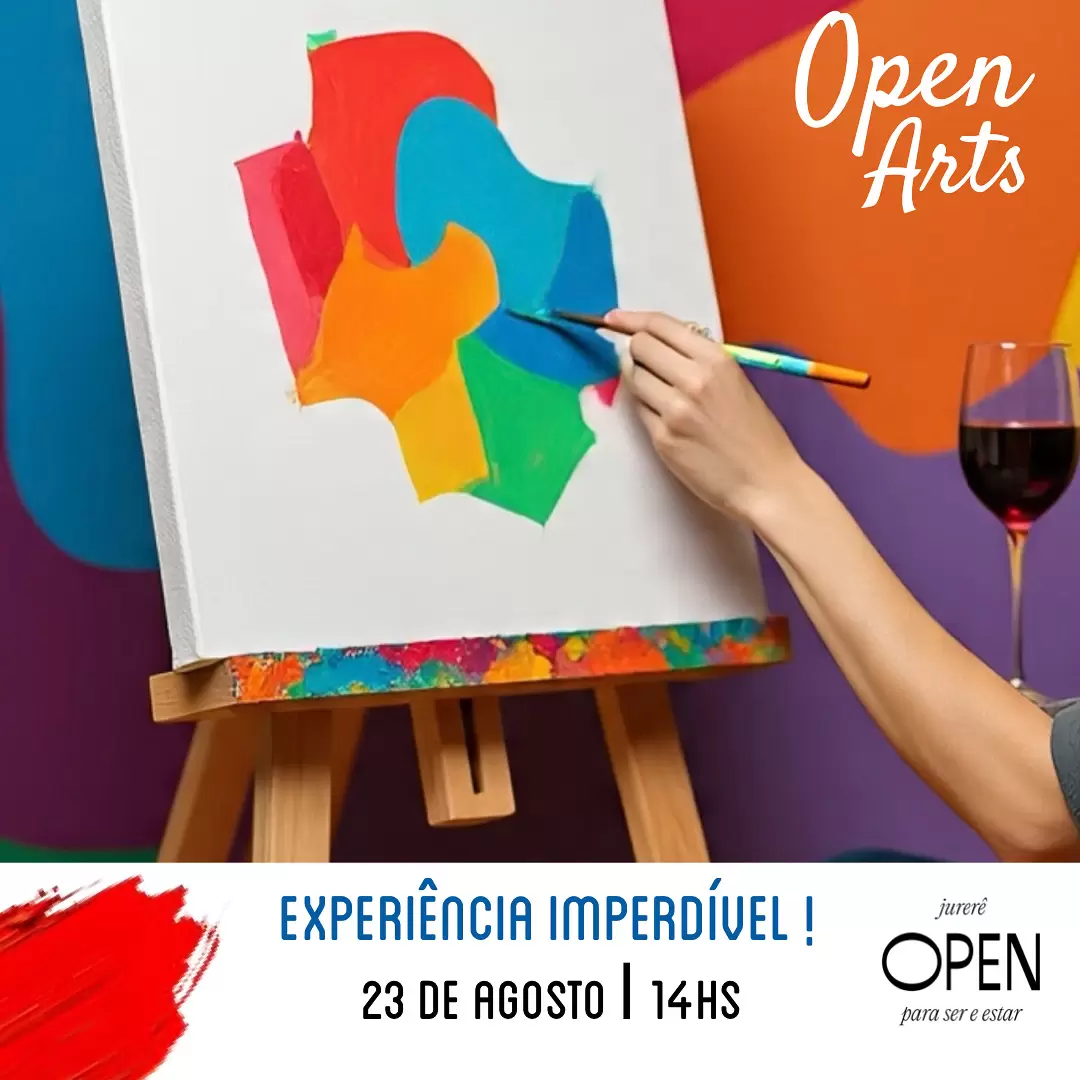 Oficina de pintura em tela com degustação de vinhos é atração no Jurerê OPEN