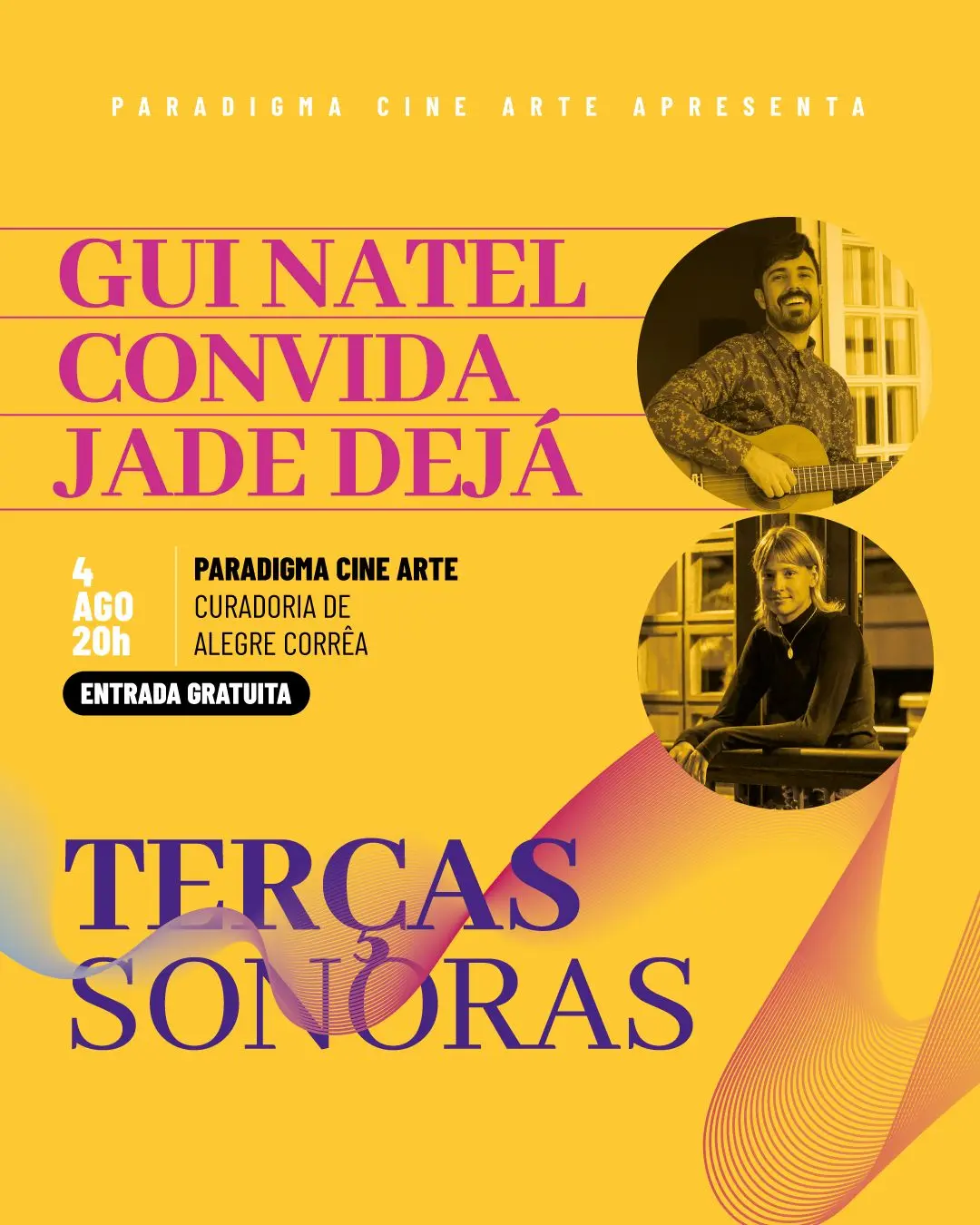 Terças Sonoras recebe Gui Natel e Jade Dejá em concerto inspirado na ancestralidade e na música brasileira contemporânea
