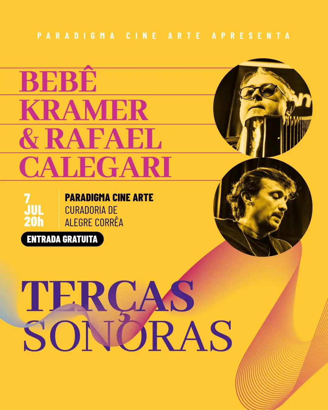 Terças Sonoras recebe Bebê Kramer e Rafael Calegari em encontro dedicado à música instrumental contemporânea