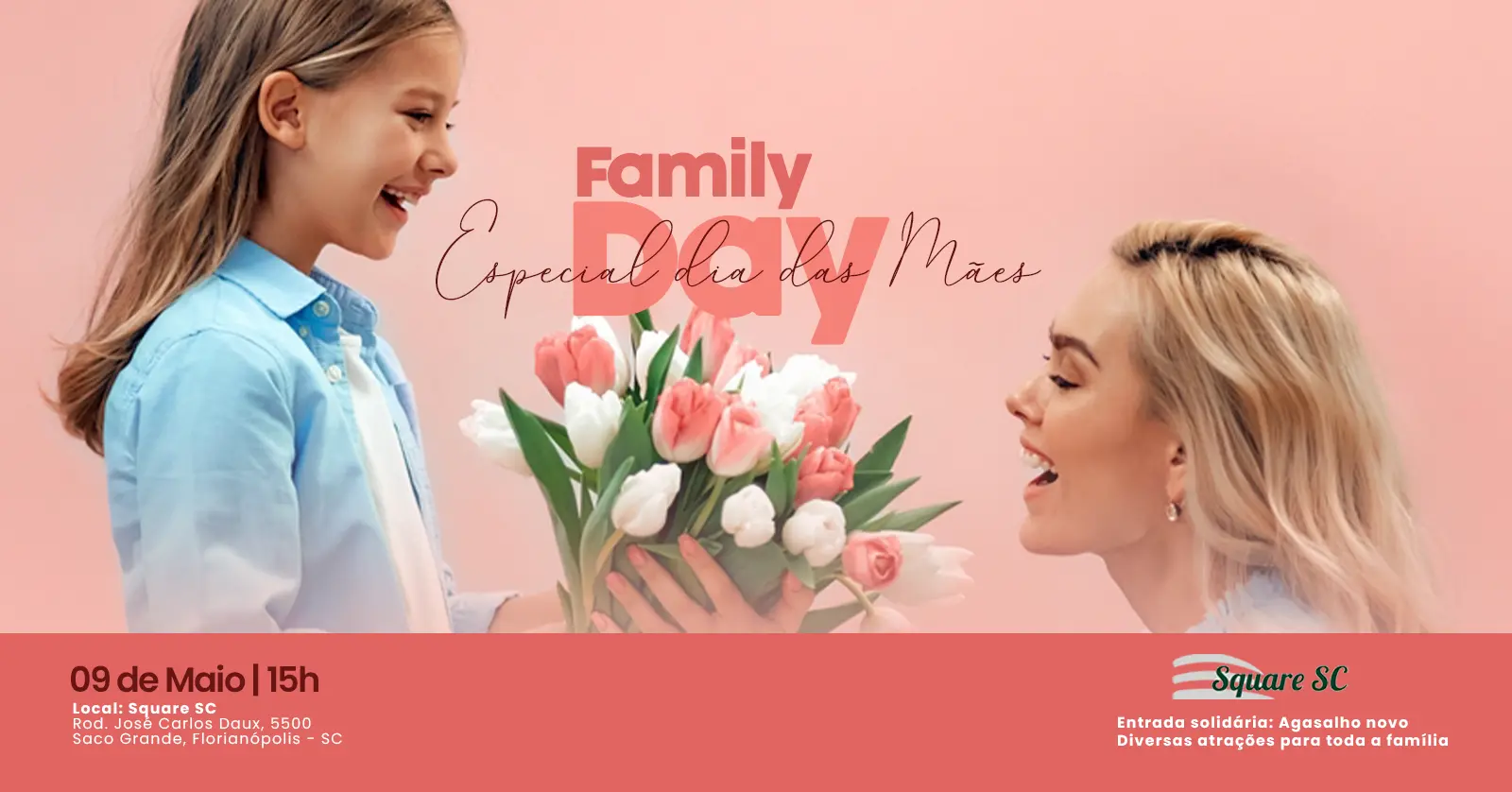Square SC promove edição especial do Family Day em homenagem ao Dia das Mães com programação gratuita e arrecadação solidária