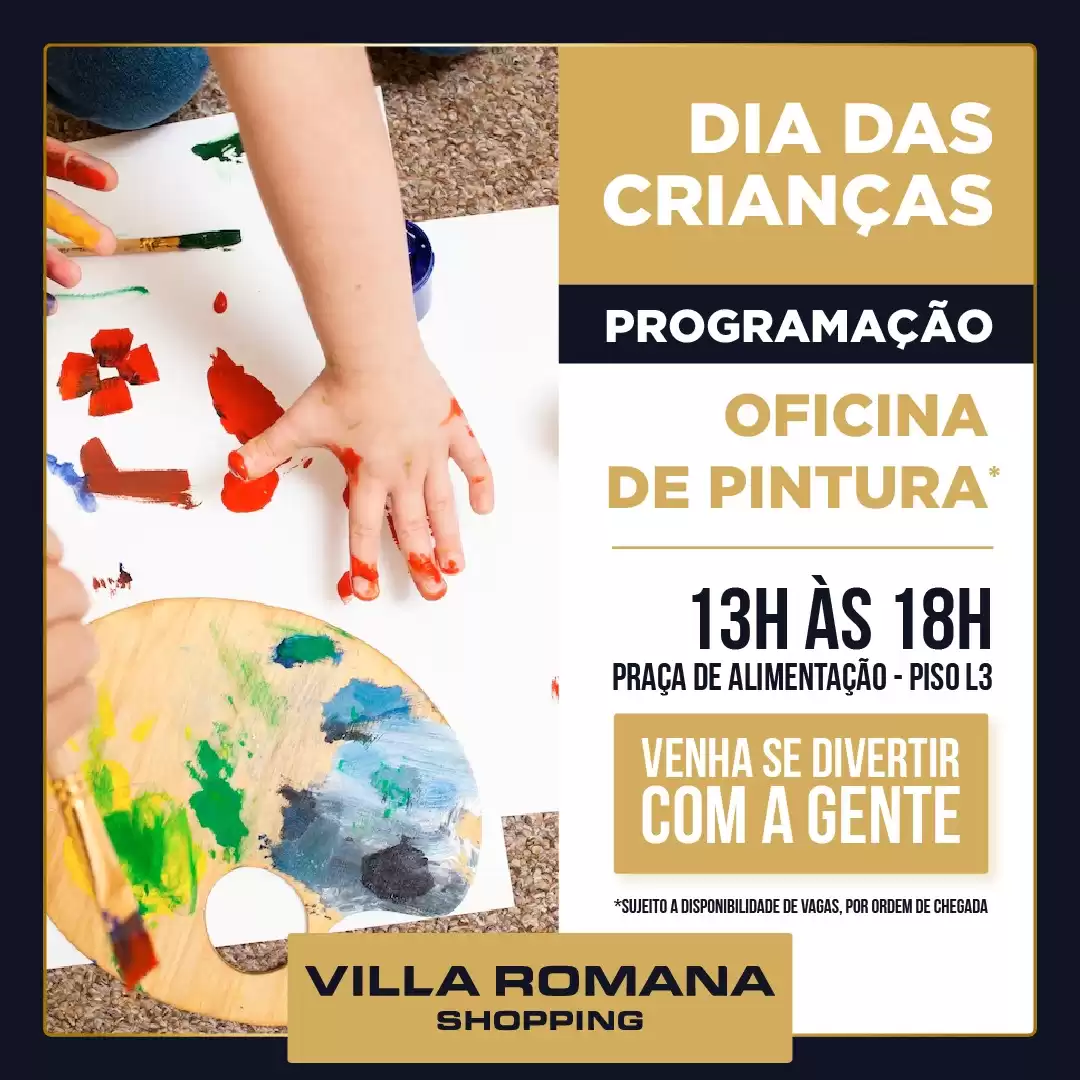 Concurso de dança e oficina de pintura marcam o Dia das Crianças no Villa Romana Shopping