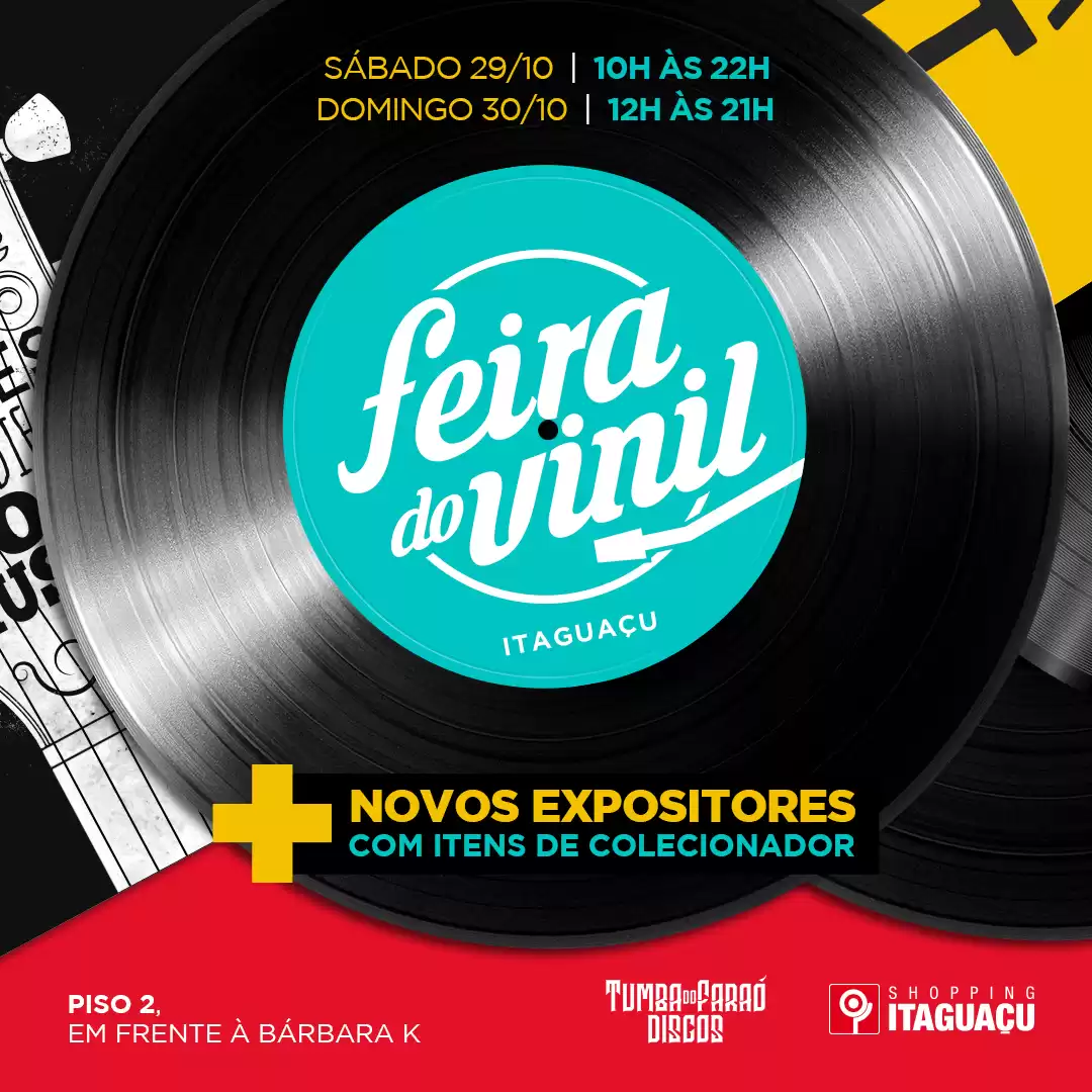 Feira do Vinil oferece discos clássicos e itens de colecionadores no Shopping Itaguaçu