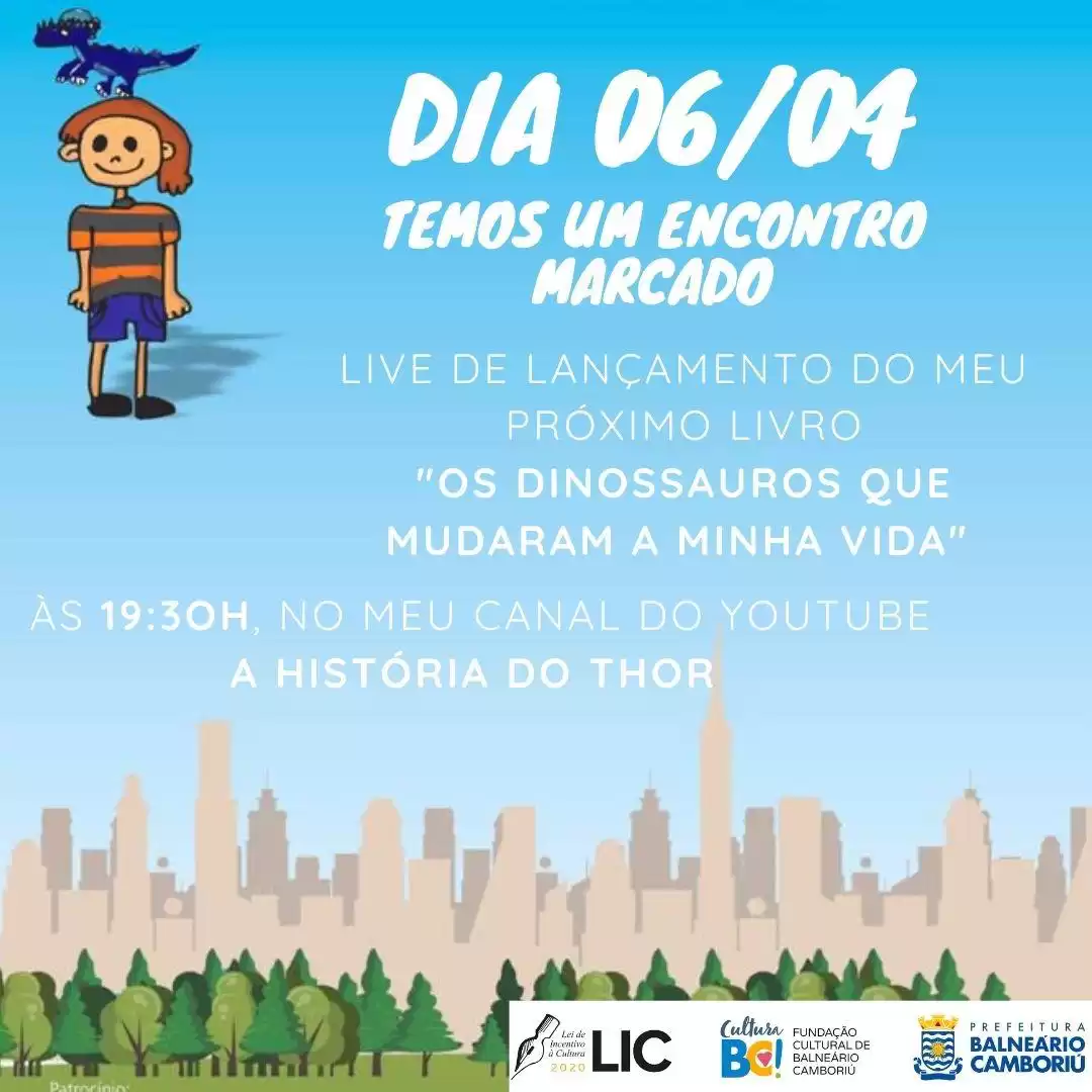 Hoje tem live para o lançamento do livro “Os Dinossauros que mudaram minha vida”