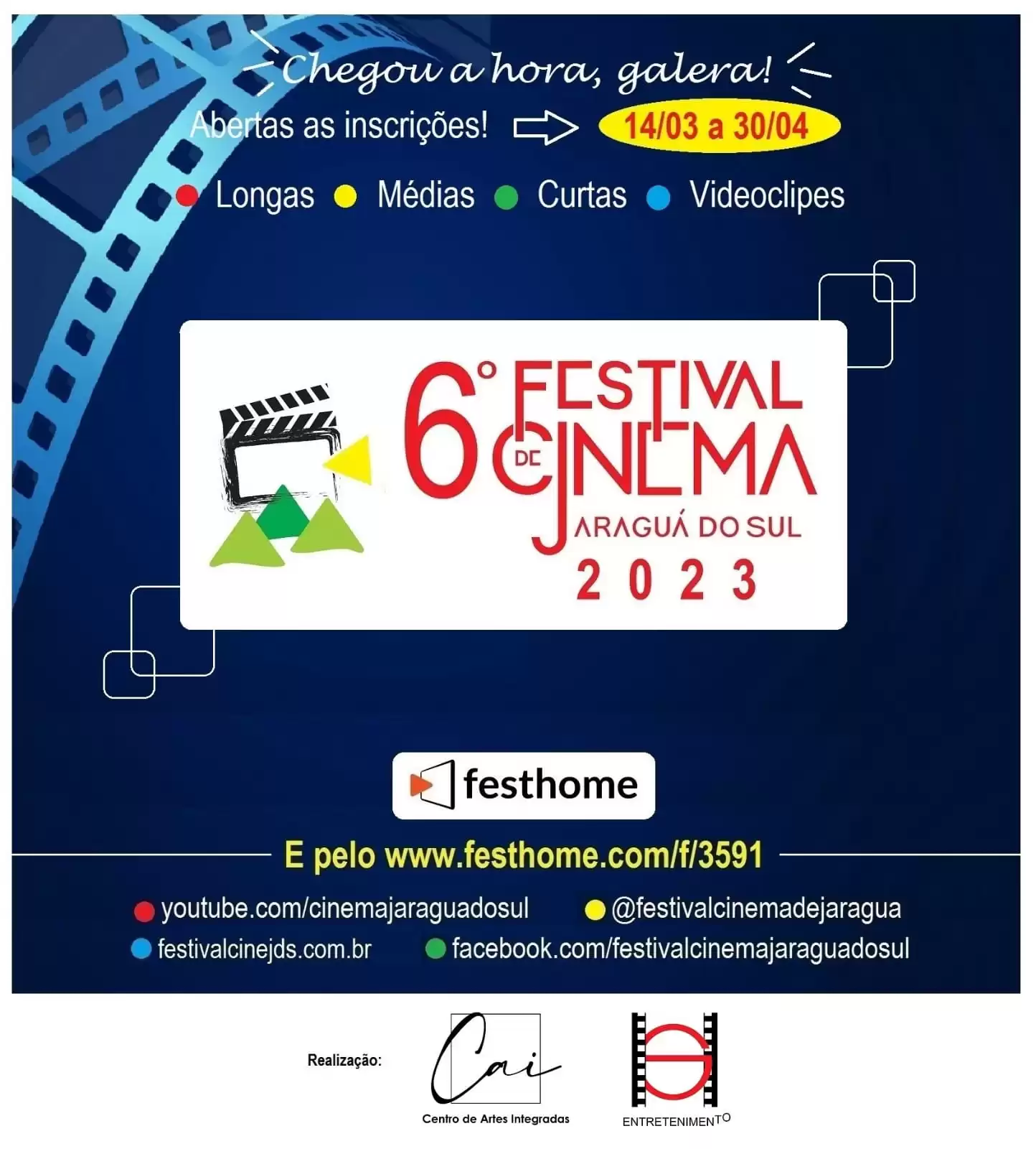 Inscrições abertas para o 6º Festival de Cinema de Jaraguá 