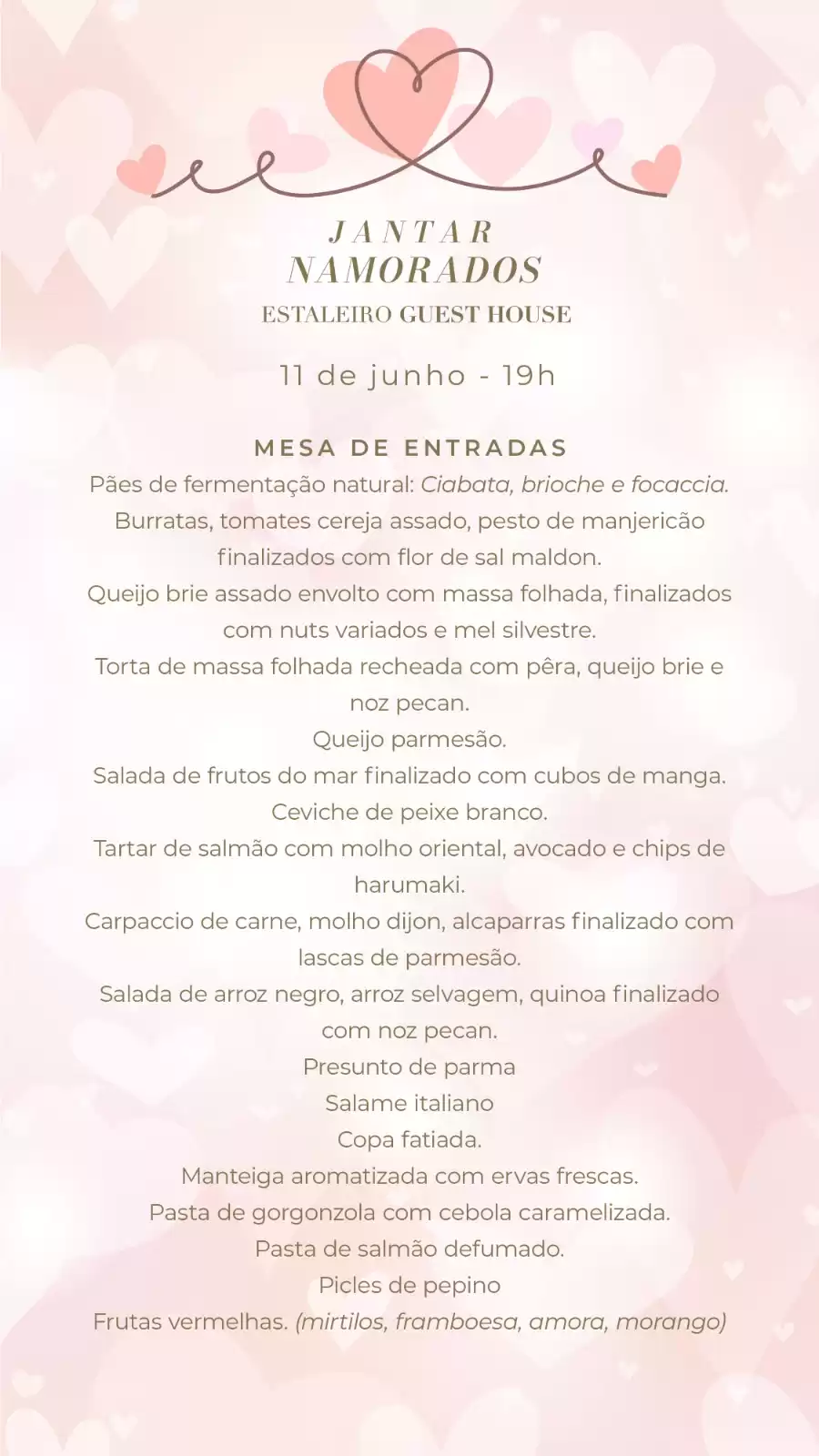 Pousada Guest House lança pacote e jantar para o dia dos namorados