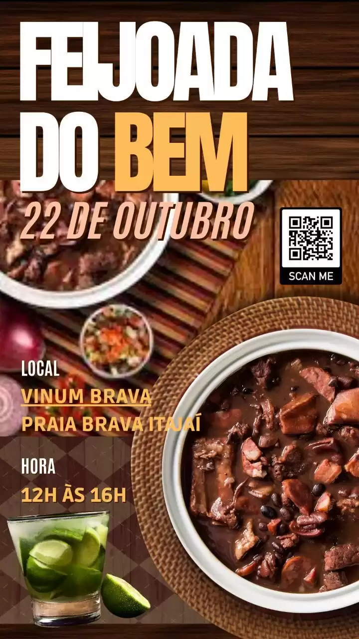 Primeira Feijoada Amigos do Bem, acontece dia 22 de outubro, na Vinum Brava