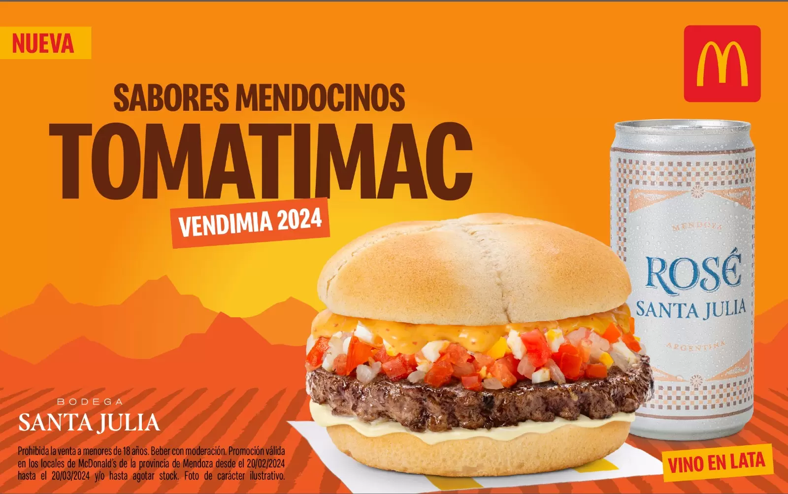 McDonald's e Vinícola Santa Julia lançam promoção com vinho em lata em Mendoza, na Argentina